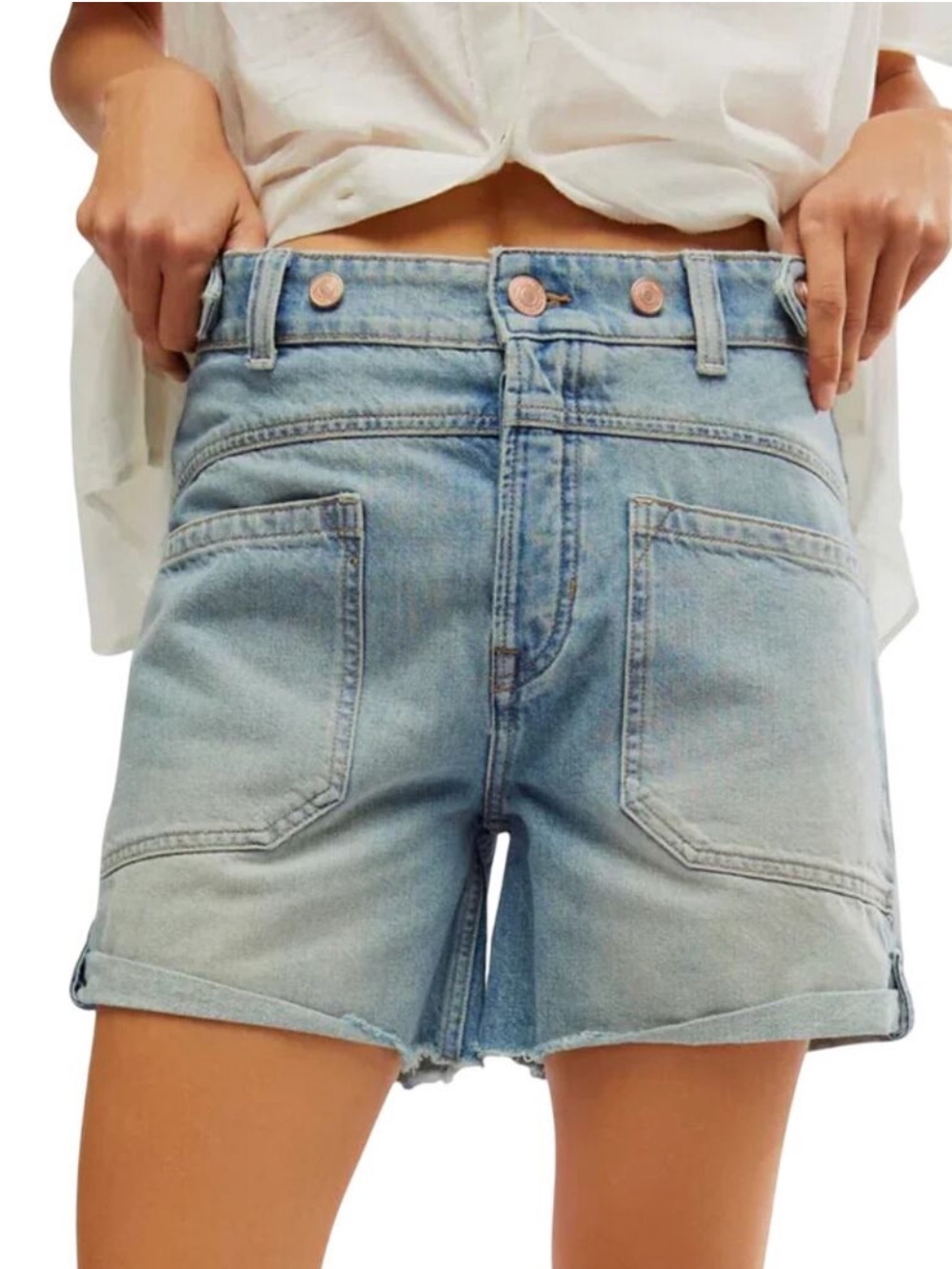 NWT Free People We The Free Palmer Cuffed Long Jean Shorts 32